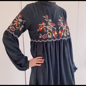 Black Detailed Babydoll Dress